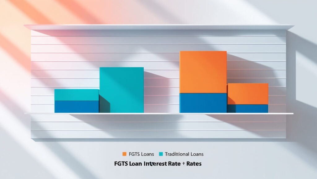Gráfico comparativo mostrando taxas de juros mais baixas para empréstimos com FGTS em relação a outras modalidades de crédito
